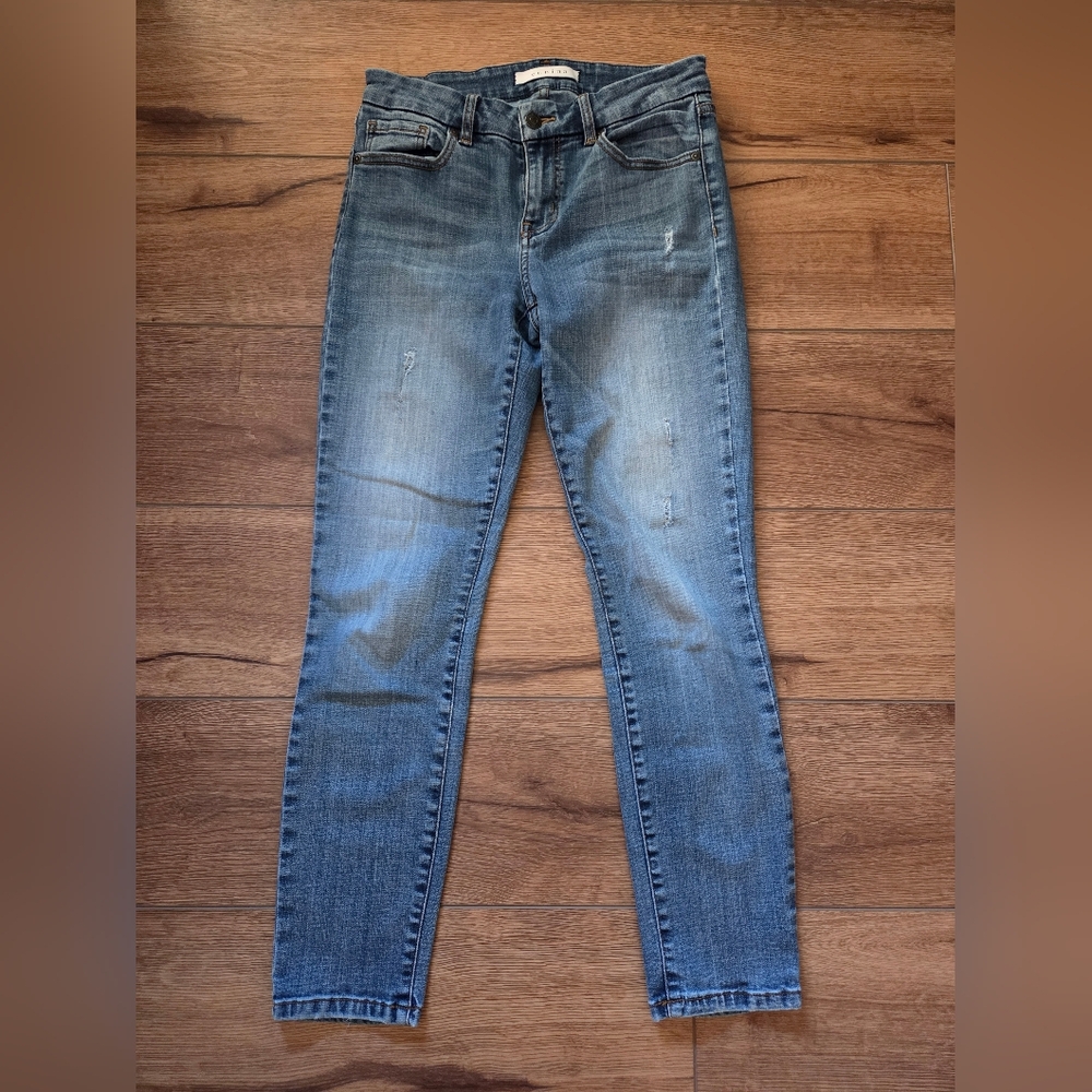 Eunina Distressed Greta Midrise Skinny Roller Crop Jeans